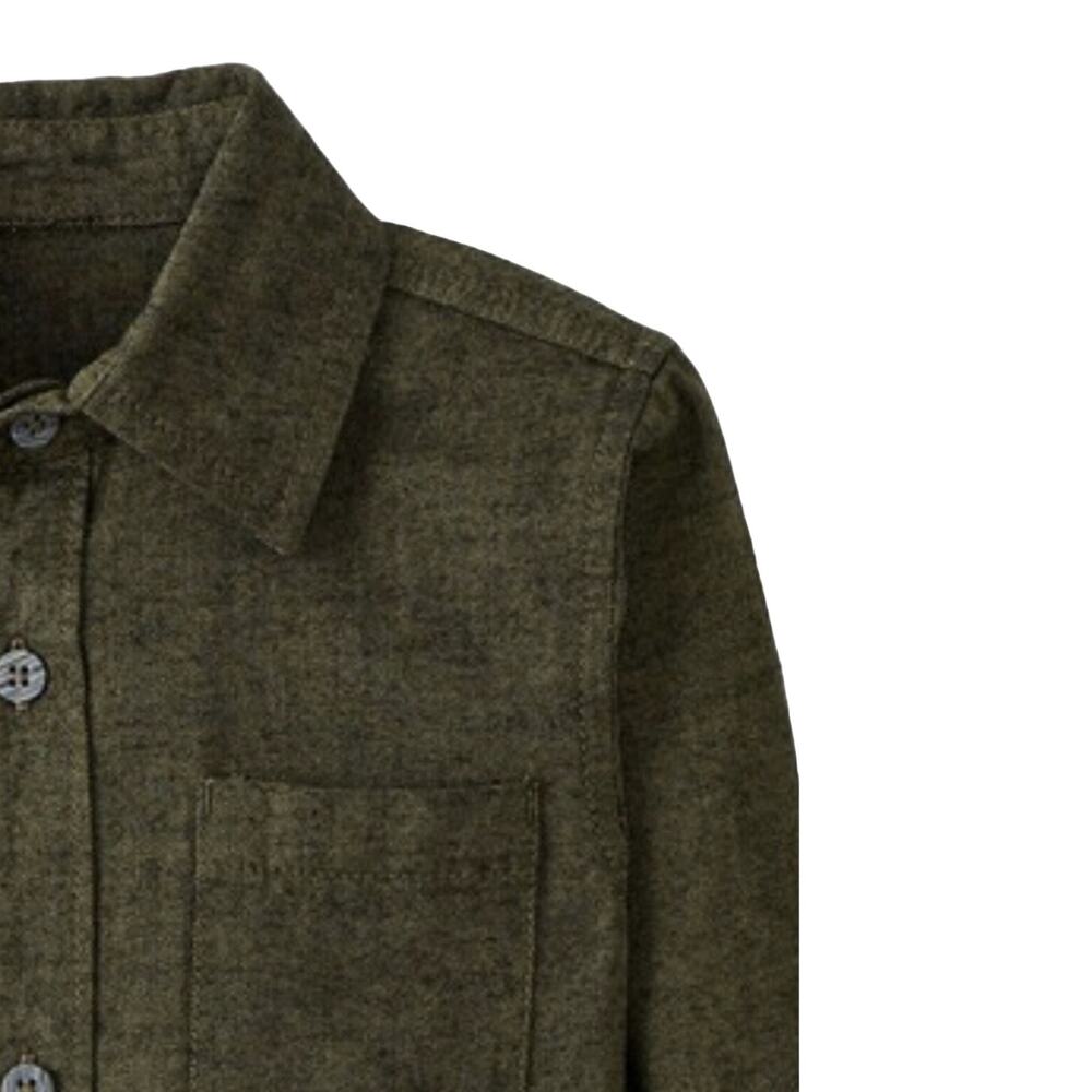 Hanna Andersson Boys Button Down Shirt Green Heathered Cotton Twill Size 5 NWT - Picture 2 of 2